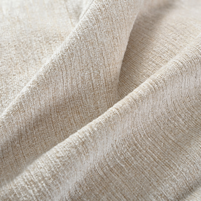 Canapé modulaire en chenille 3 pièces avec méridienne courbée et coussins, Beige
