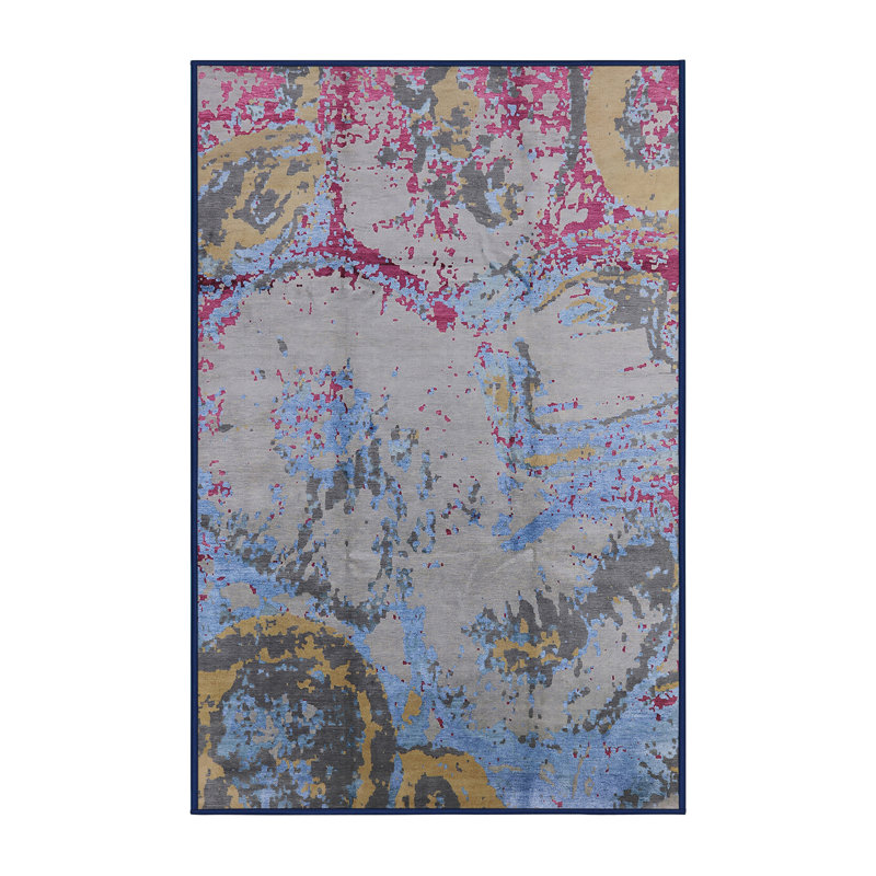 Tapis gris / bleu / rouge, Rectangle 2 pi x 4 pi