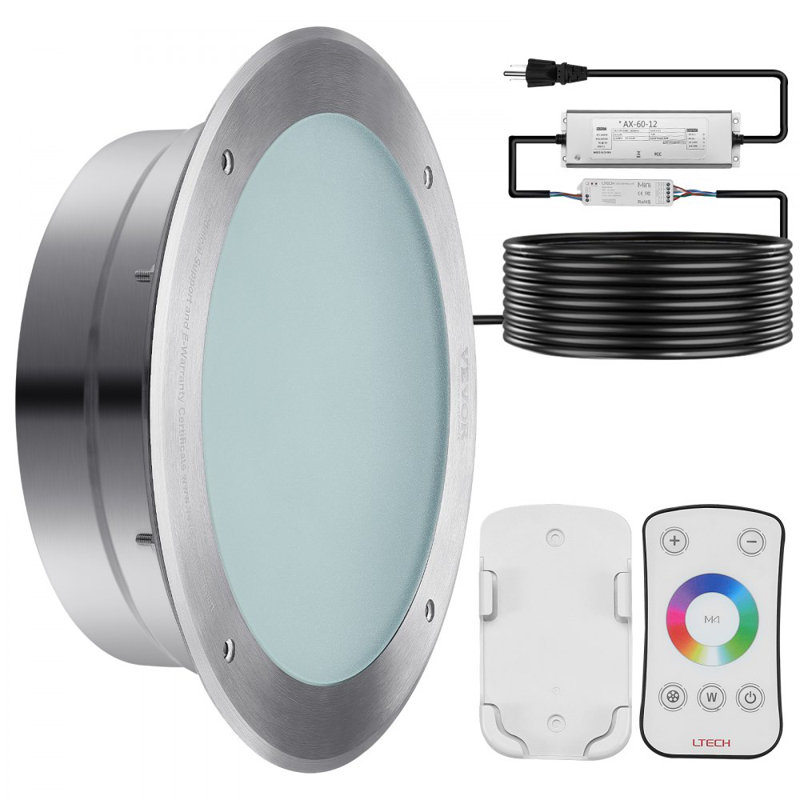 Lumière DEL pour piscine 120V AC, 10 pouces 40W, changement de couleur RVBW enterré