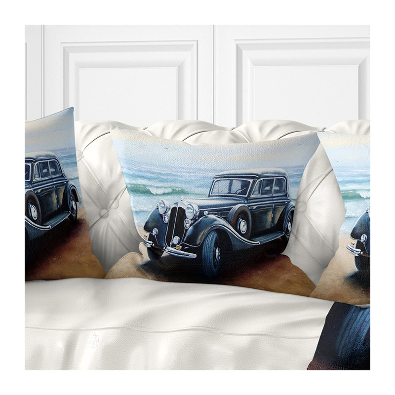 Coussin de mer rétro sur terre, 16 po x 1 po, Coussin décoratif
