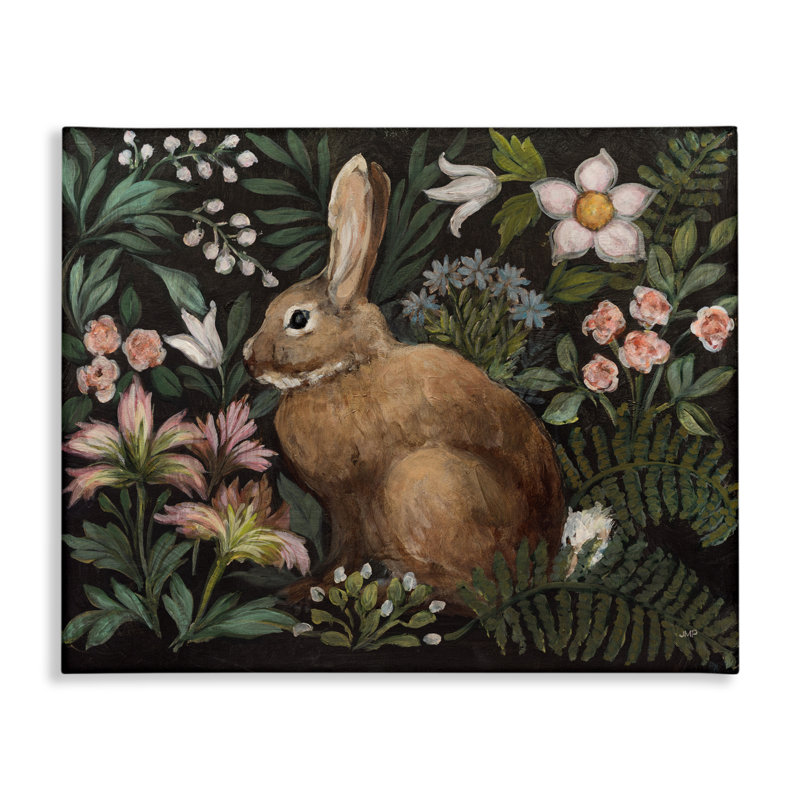 Toile de lapin Flora and Fauna, design par Julia Purinton, H 36 po x l 48 po