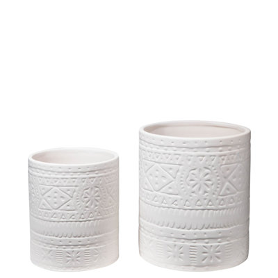Pot en céramique rond blanc mat