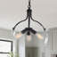 3-Light  Industrial Drum Chandelier With Clear Glass Shade-1745004987