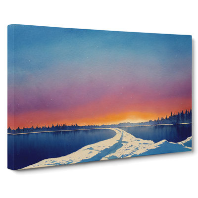 Winter Lake Sunrise - Wrapped Canvas
