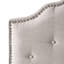 Tête de lit à boutons en gris - grand et double pour une allure moderne de chambre à coucher avec coutures en losange et tissu élégant avec garniture cloutée