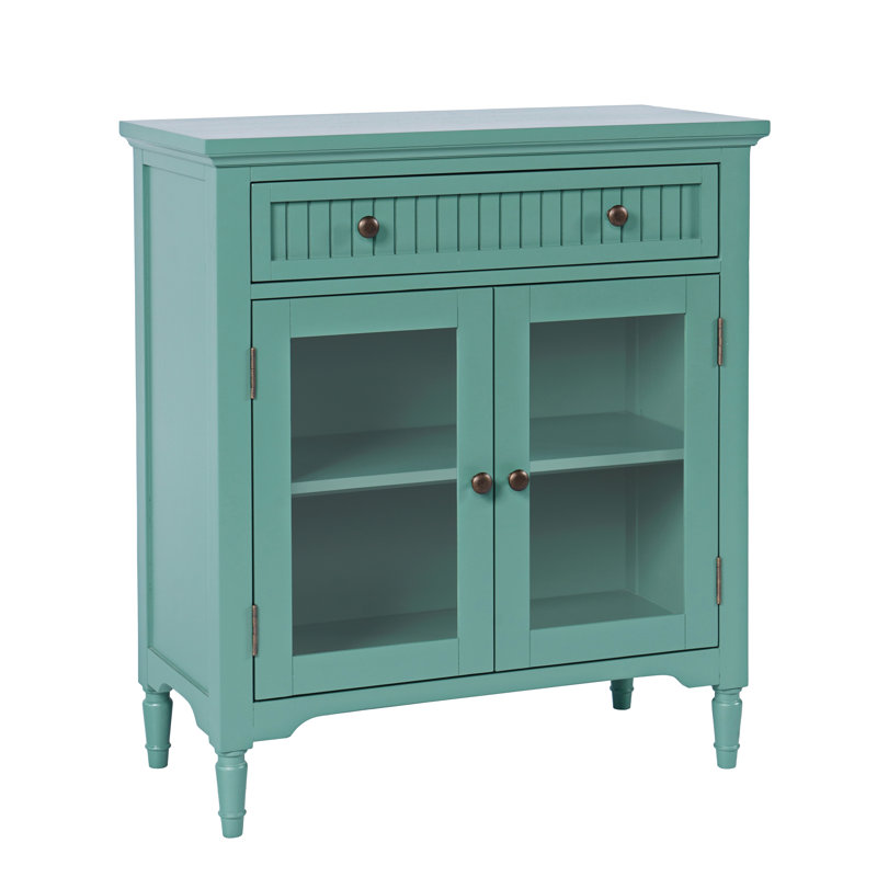 Pearce 32" Glass Door Accent Cabinet, Green