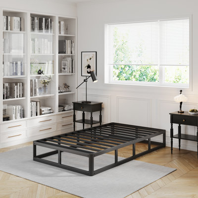 Jessine 8 Inch Metal Box Spring, Fabric - Covered, Easy Assembly Mattress Foundation by Alwyn Home