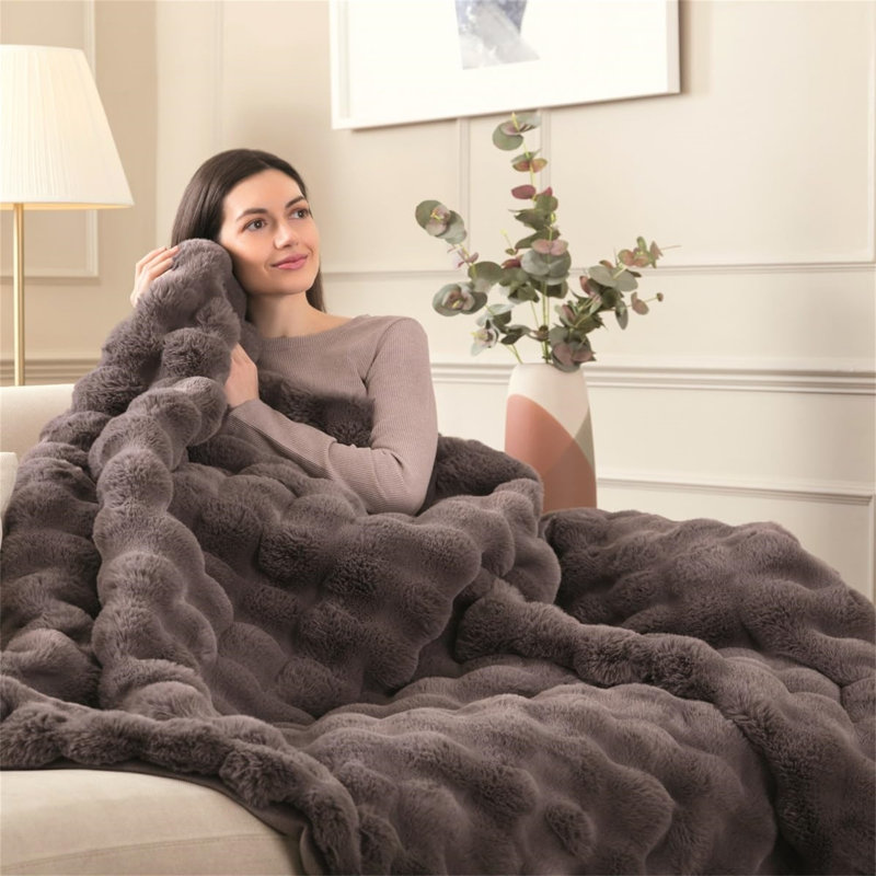 Heated Throw Blanket, Brown