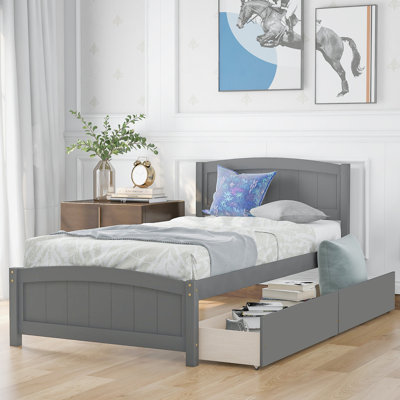 Lit plateforme simple avec deux tiroirs