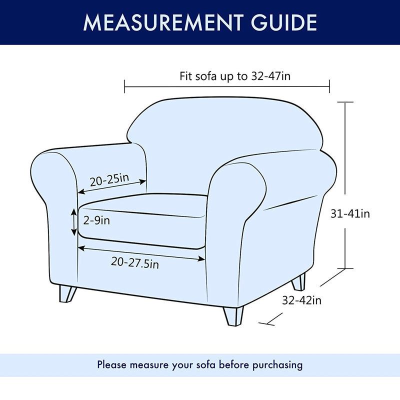 Housse pour fauteuil à coussins carrés/rectangulaires, Bleu-gris
