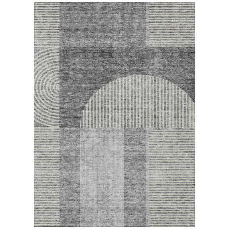 Naadiya Washable Geometric Indoor / Outdoor Rug, Rectangle 9' x 12'