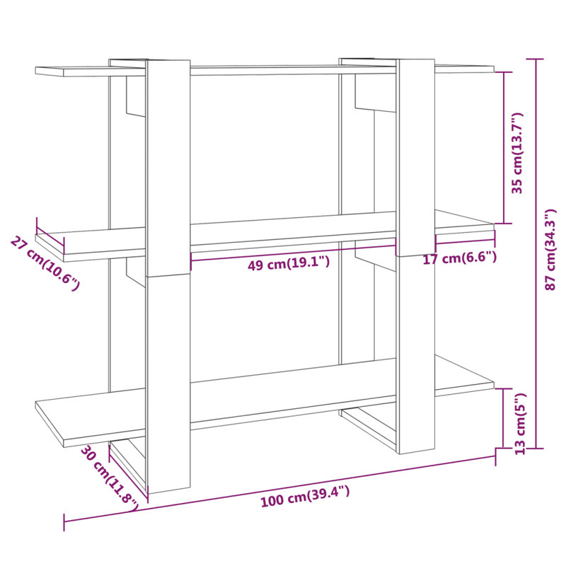 Gendrutis Bookcase, 87cm H x 100cm W x 30cm D, Sonoma Grey