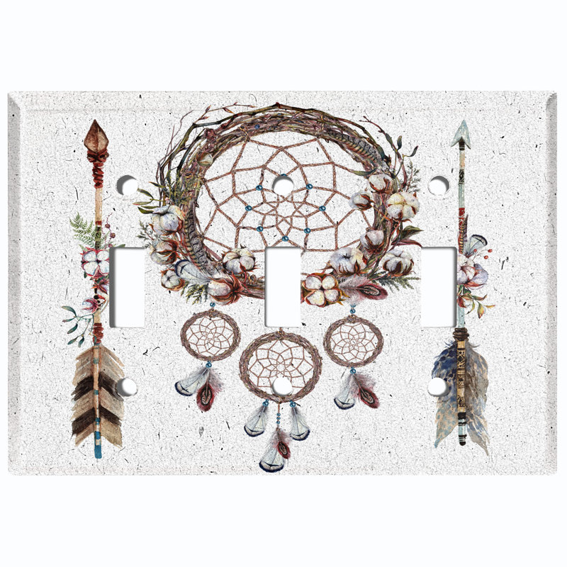 Patterned 3 - Gang Toggle Light Switch Standard Wall Plate