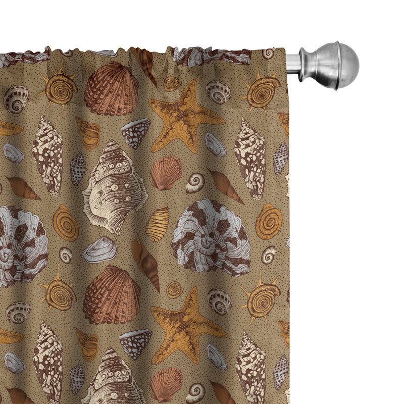 Rideaux 4 panneaux Ambesonne Ocean, animaux sous-marins, gingembre, cannelle, cacao, L 56 po x L 63 po