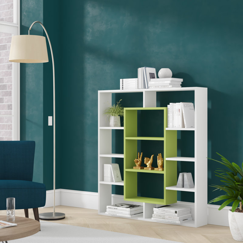 Cilegon 141.8cm H x 130cm W Bookcase, White/Green