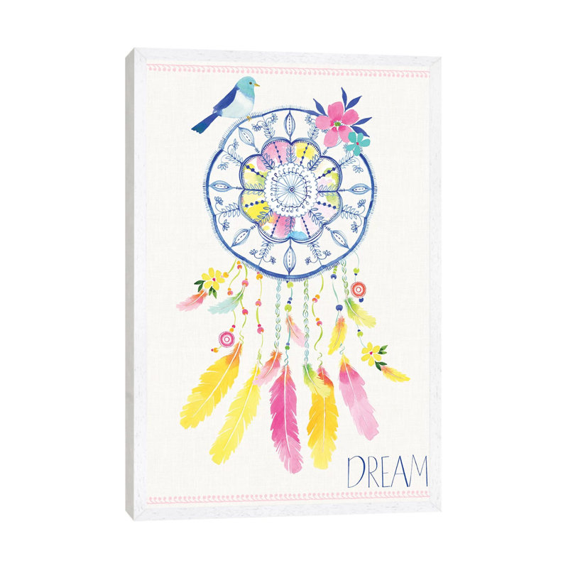 Dream- Dream Catcher by Stephanie Ryan - Painting on Canvas, 66.04cm H x 45.72cm W x 3.81cm D, White Floater Framed