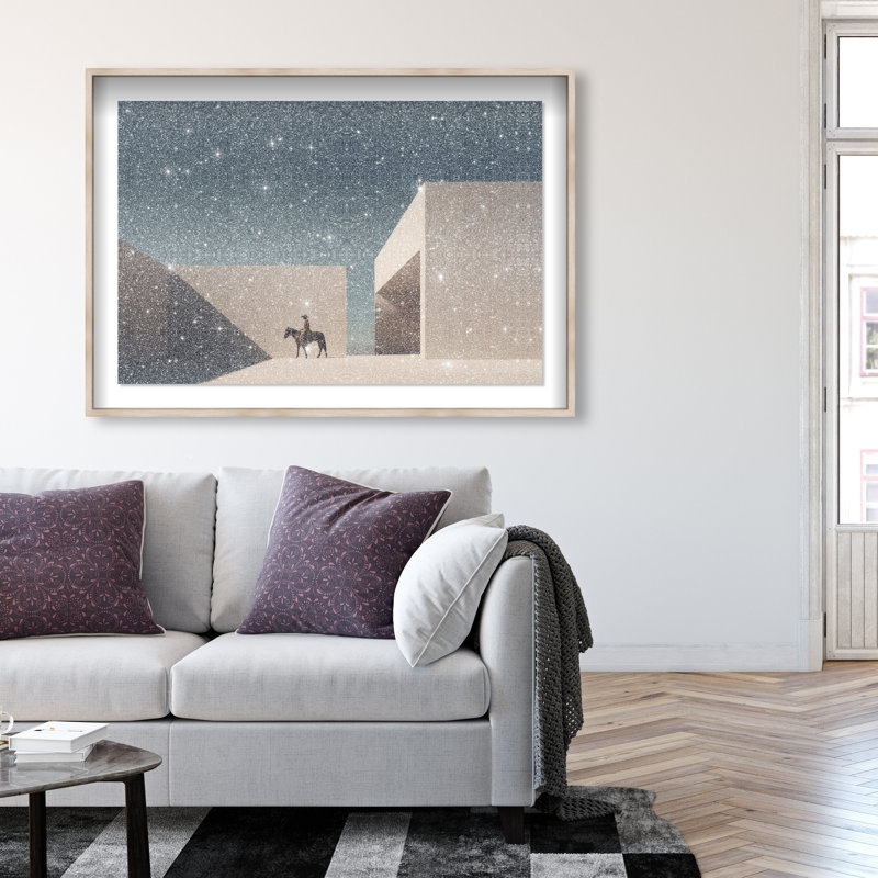 Lone Equestrian II Print by Oliver Gal, 25.5"H x 37.5"W, Natural Oak Shadowbox