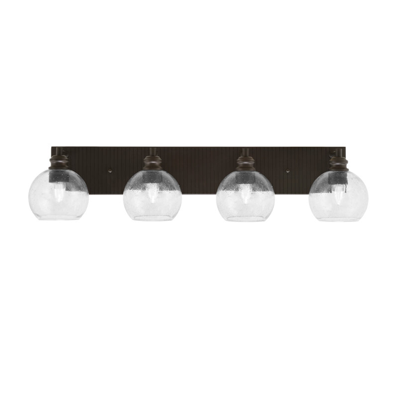 Edge 4 Light Bath Bar With 5.75" Glass, Espresso, Clear