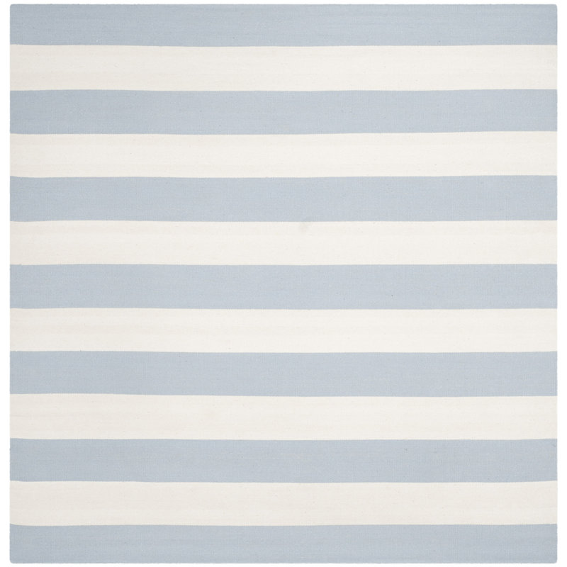 Tapis rayé bleu ciel / ivoire Brookvale, Carré 10 pi