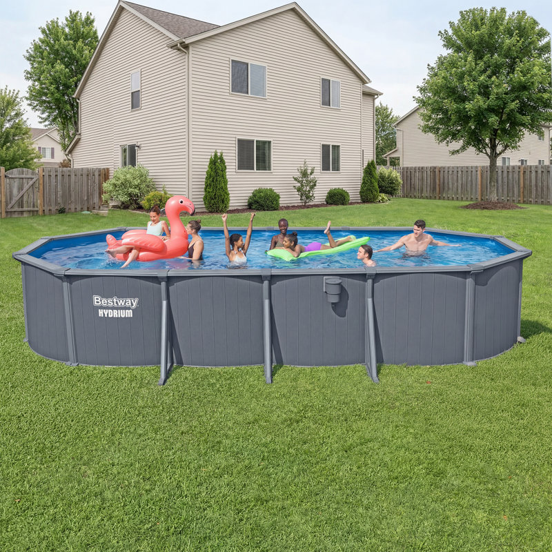 Bestway Hydrium 24' x 12' x 52" Oval Steel Wall Above Ground Pool Set