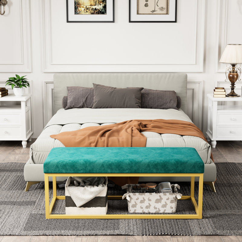Storage Bench For Entryway, Mid - Century Style, Synthetic Leather, Steel Frame Support, 600 Lb Load, Soft Velvet Cushion, Simple To Install Modern With Pu Frame, Capacity, High Density Rebound,