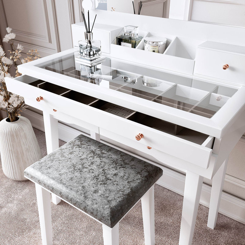 Selinger Dressing Table with Mirror, White
