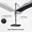 Parasol incurvé rectangulaire ajustable avec base Bennit-841176628