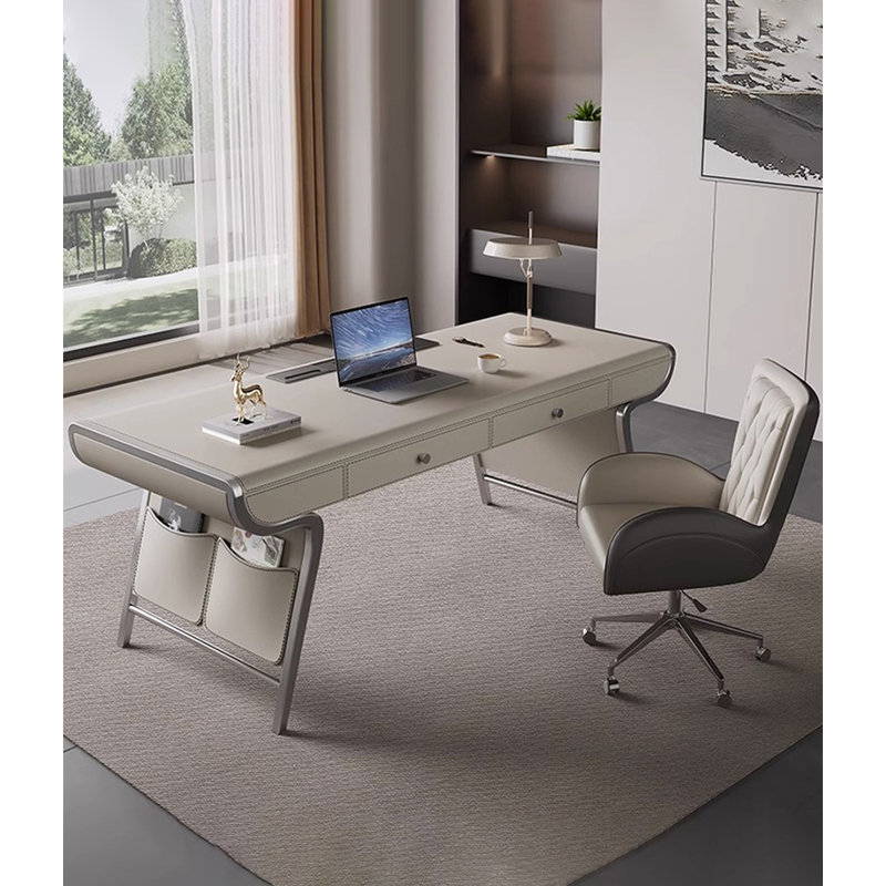 Bureau en bois massif clair et luxueux, H 29,53 po x l 55,12 po x P 27,56 po