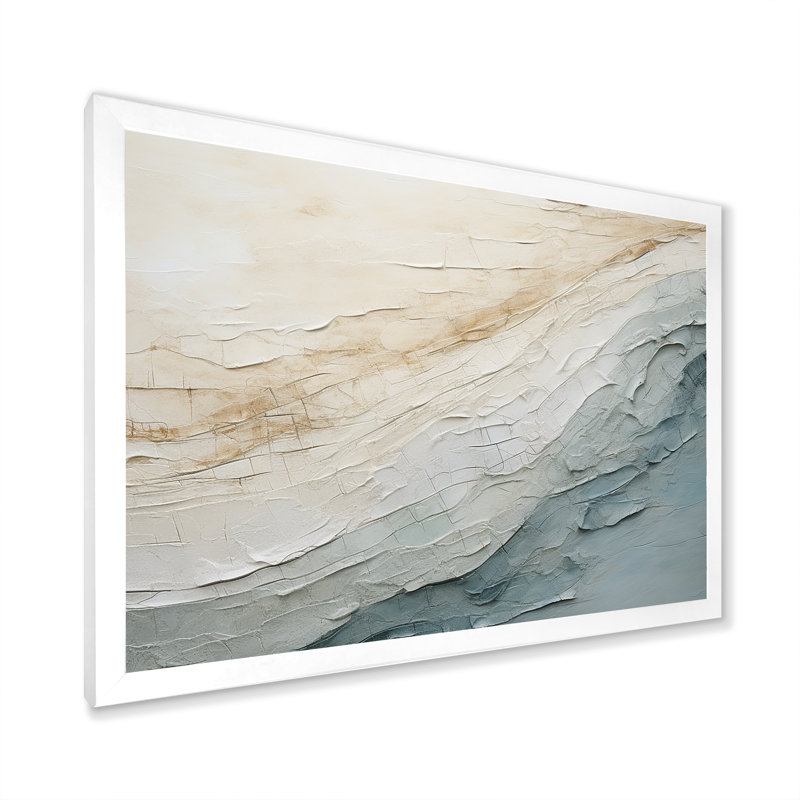 Cofsky - art mural minimaliste côtier, Impression encadrée, H 16 po x l 32 po, Blanc