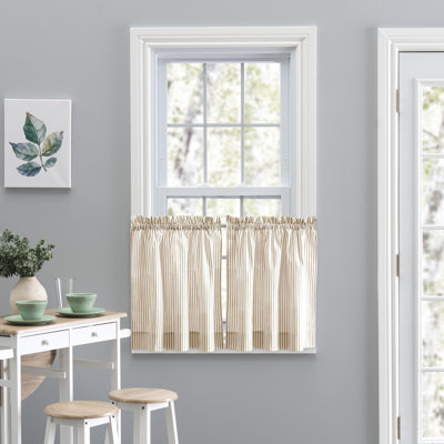 Charis Cotton Blend Striped Tailored Cafe Curtain