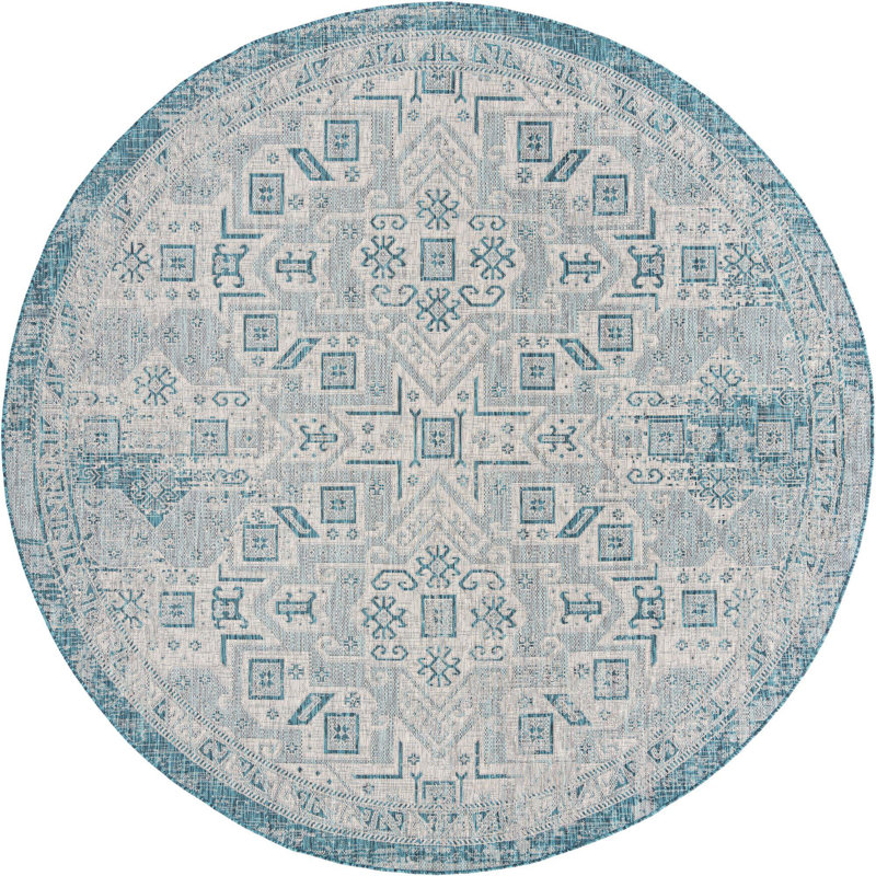 Outdoor Chand Area Rug Blue Color, Round 10'