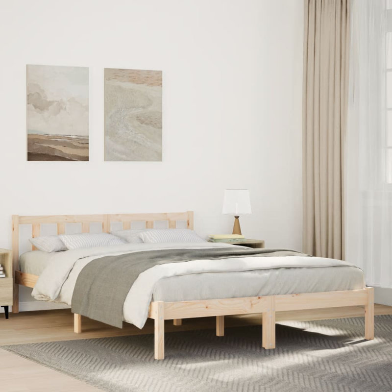 Deron Solid Wood Bed, natural, 160 x 210 cm