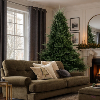 Arbre de Noël pleine forme 5 pi avec 1129 pointes - aiguilles mixtes en PE / PVC, base large pour les grands espaces, structure à charnières pour une installation facile, support en métal pour un soutien solide