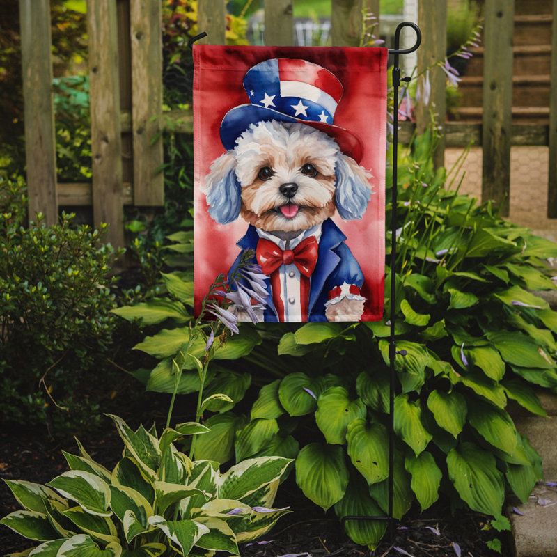 Patriotic American Garden Flag, Maltipoo