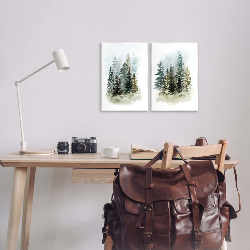 «Pine Trees Forest Grove», ensemble de 2 plaques murales par Victoria Barnes