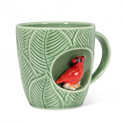 Motif de feuille avec tasse cardinal