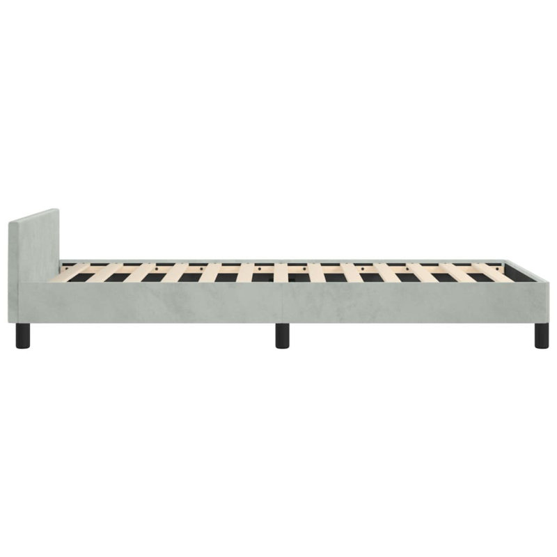 Maecie Velvet Platform Bed Base, No Box Spring Needed / No Mattress, Simple, Gris clair