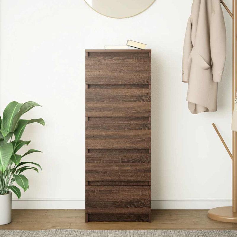 Sideboard With Drawers 37.5X35x99 Cm Engineered Wood, Brown Oak