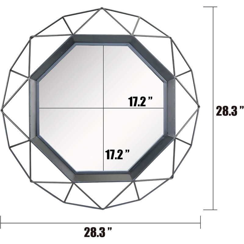 Metal Round Mirror, Black