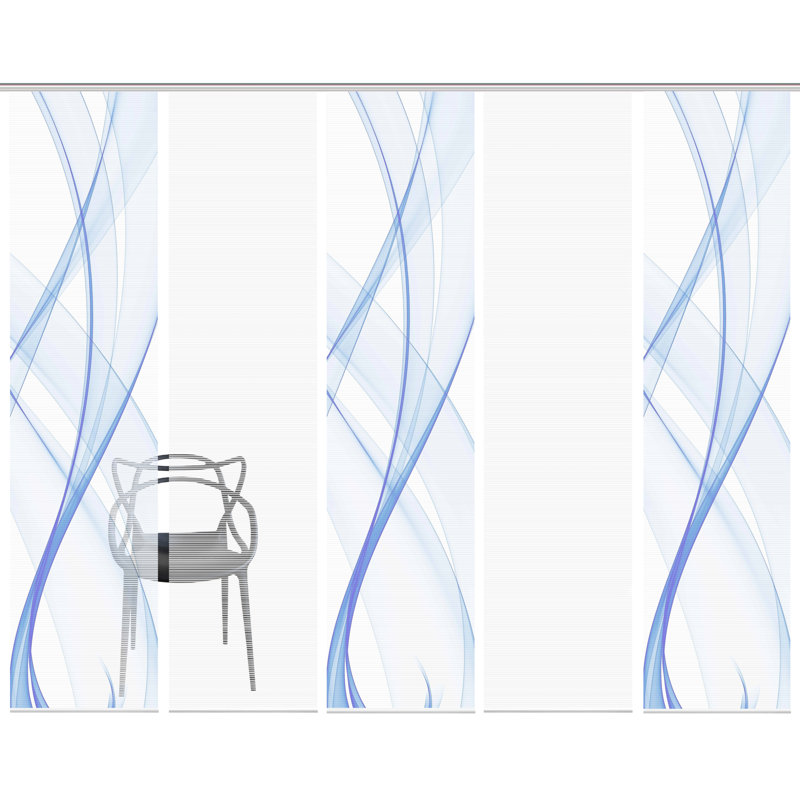 Semi Sheer Sliding Panel, Blue / White / Grey