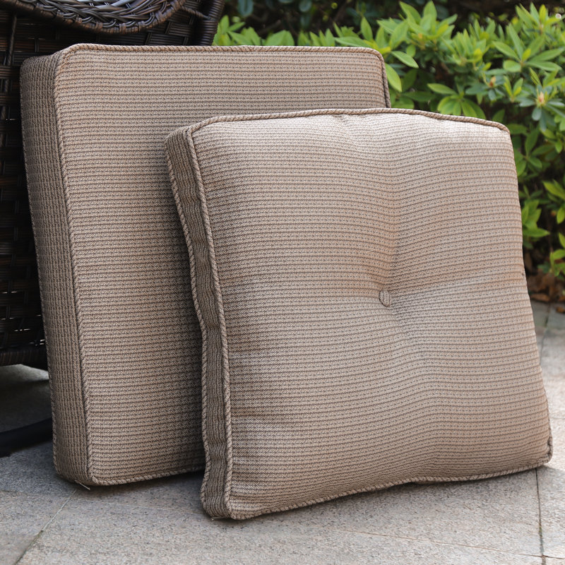 Outdoor 4'' Seat / Back Cushion, Mocha Plaid