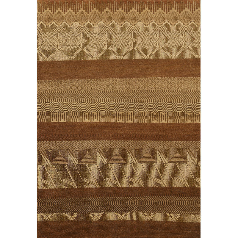 One-of-a-Kind 4'1" x 6'1" New Age Rectangle Wool Area Rug in Brown