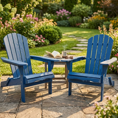 Ensemble de 2 chaises Adirondack pliantes en bois de pruche, chaise longue d'extérieur avec accoudoirs larges, chaises de foyer en bois massif pour cour, porche, terrasse et jardin