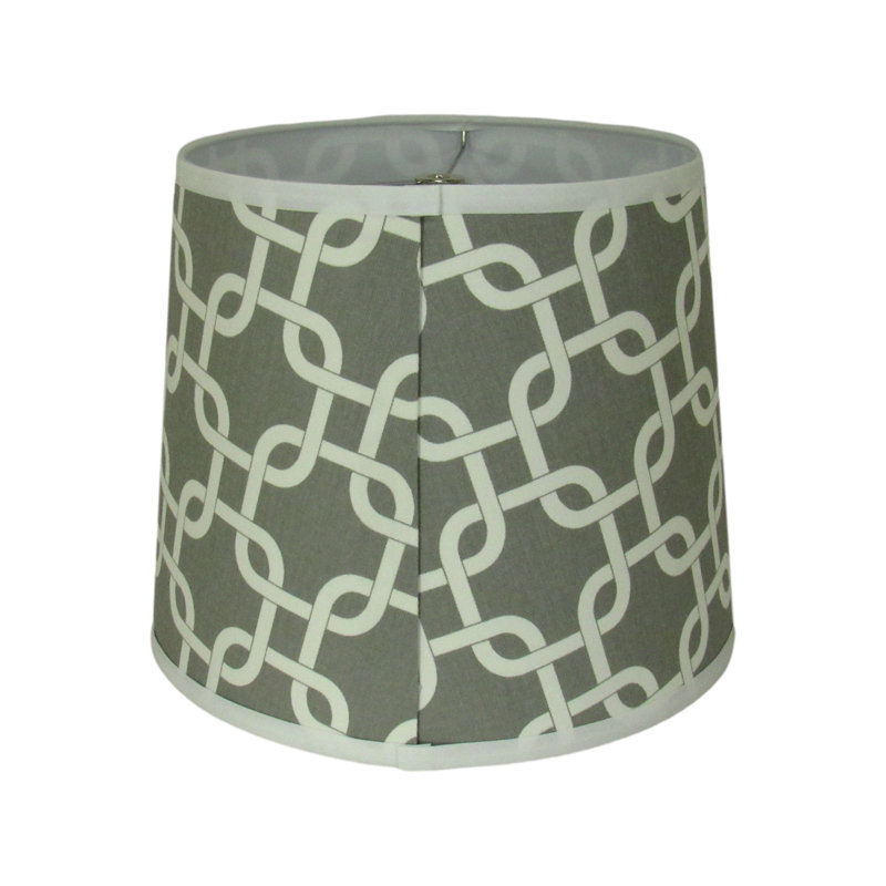 Abat-jour tambour en mailles de chaîne Modern - Design géométrique gris neutre, H 12 po x l 16 po x P 16 po