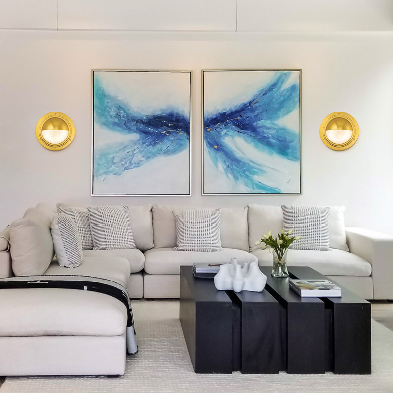 Applique murale 3 ct intégrée avec verre givré, Brushed Gold