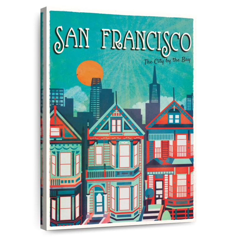Maisons colorées à San Francisco, H 36 po x l 24 po