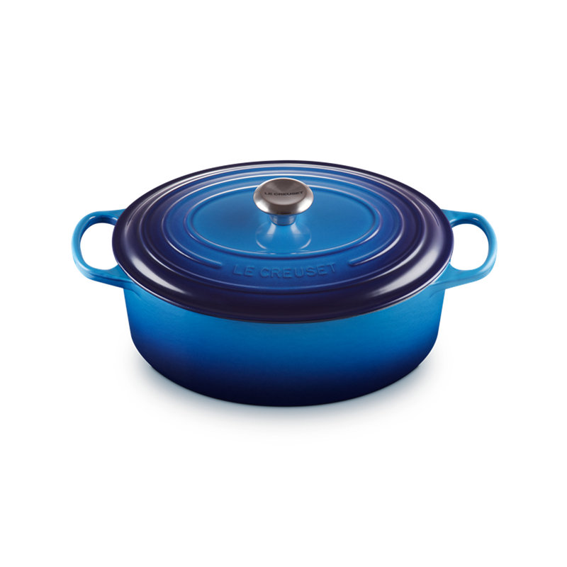 Le Creuset Signature Cast Iron Oval Casserole, Azure, 27cm / 4.1L