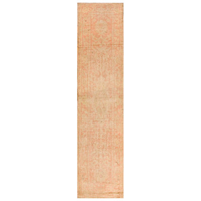 Lofty Beige Background Color with Allover Pattern Antique Turkish Oushak Rug