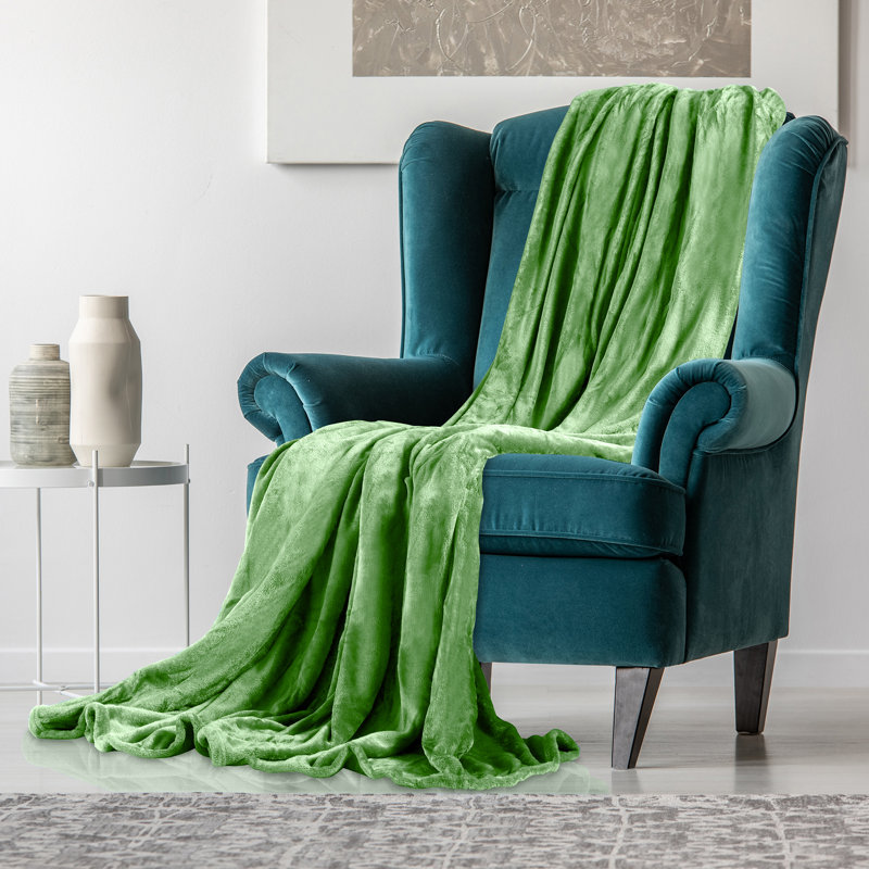 Couverture polaire en microfibre, Vert, L 60 po x L 80 po