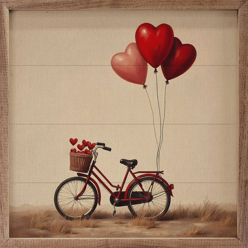 Vélo rouge avec cœur Saint-Valentin, H 4 po x l 4 po